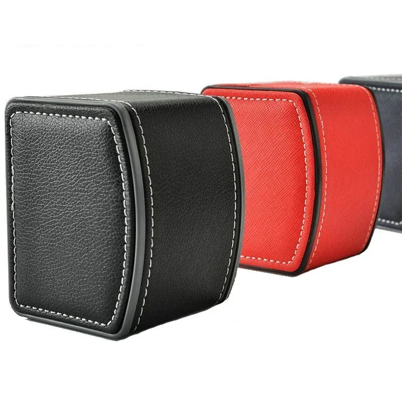 Portable Watch Box PU Leather Watch Case Organizer Storage Holder for Men Women Bracelet Vintage Jewelry Box with Leather Pillow Qme