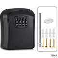 Wall Mount Key Lock Box with 4 Digit Password Code Security Home Office Key Safe Storage Organizer - No Key Required Qme Black
