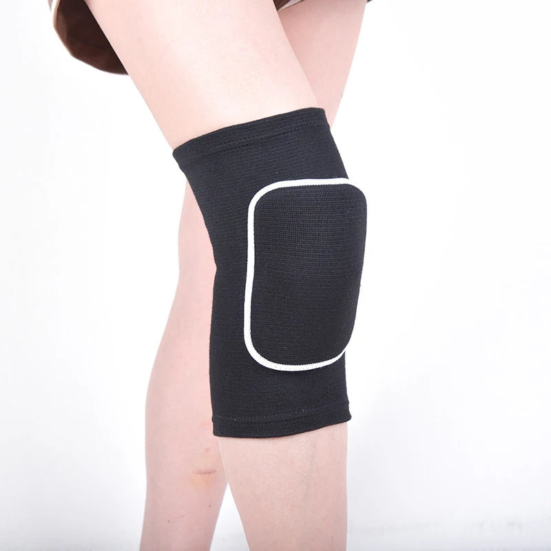 Sports Compression Knee Pads Elastic Protector Thickened Sponge Brace Qme black and white S