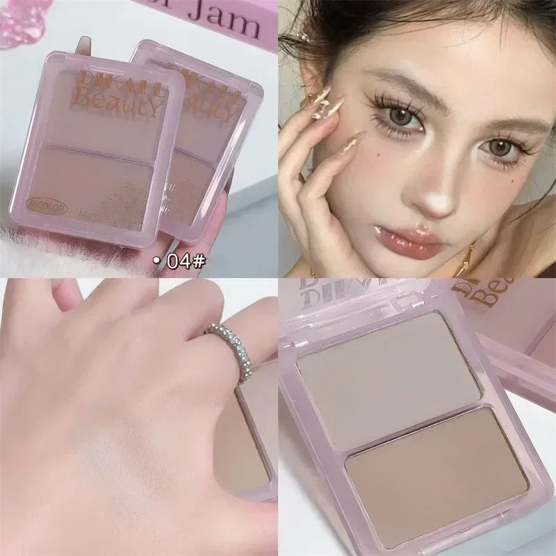 Highlighting Contouring Powder Palette Two-tone Concealer Face Brighten Cement Grey Three-dimensional Nose Shadow Bronzer Makeup Qme 04