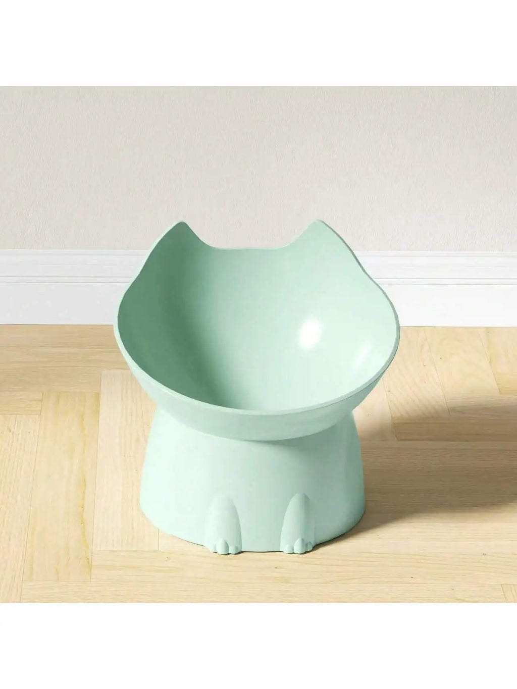 Cat Bowl Long Ears Feet Dog Neck Protection Anti-overturning Plastic Qme green