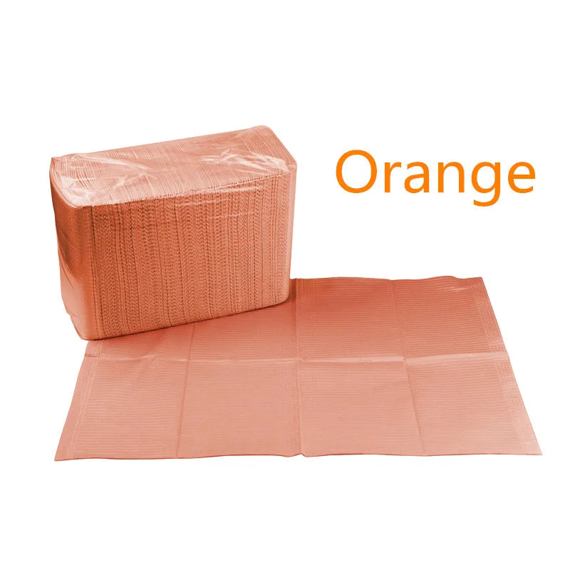 50Pcs Disposable Eyelash Clean Pad Mat Tattoo Cleaning Wipes Table Pad Waterproof Medical Paper Dental Bibs Cloths Tool Qme Orange 50PCS