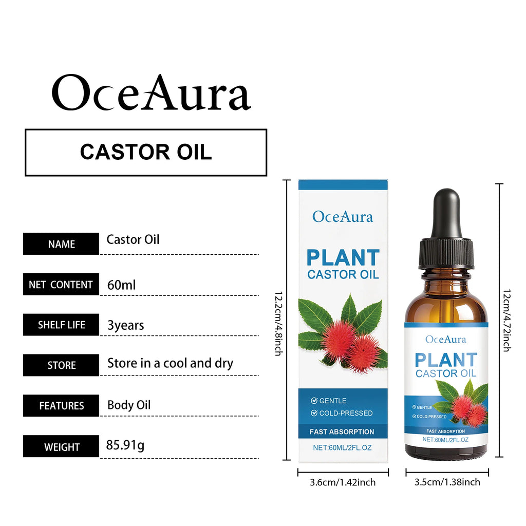 Oceaura Plant Castor Oil Cold-pressed Fast Absorption Deep Nourishing Qme