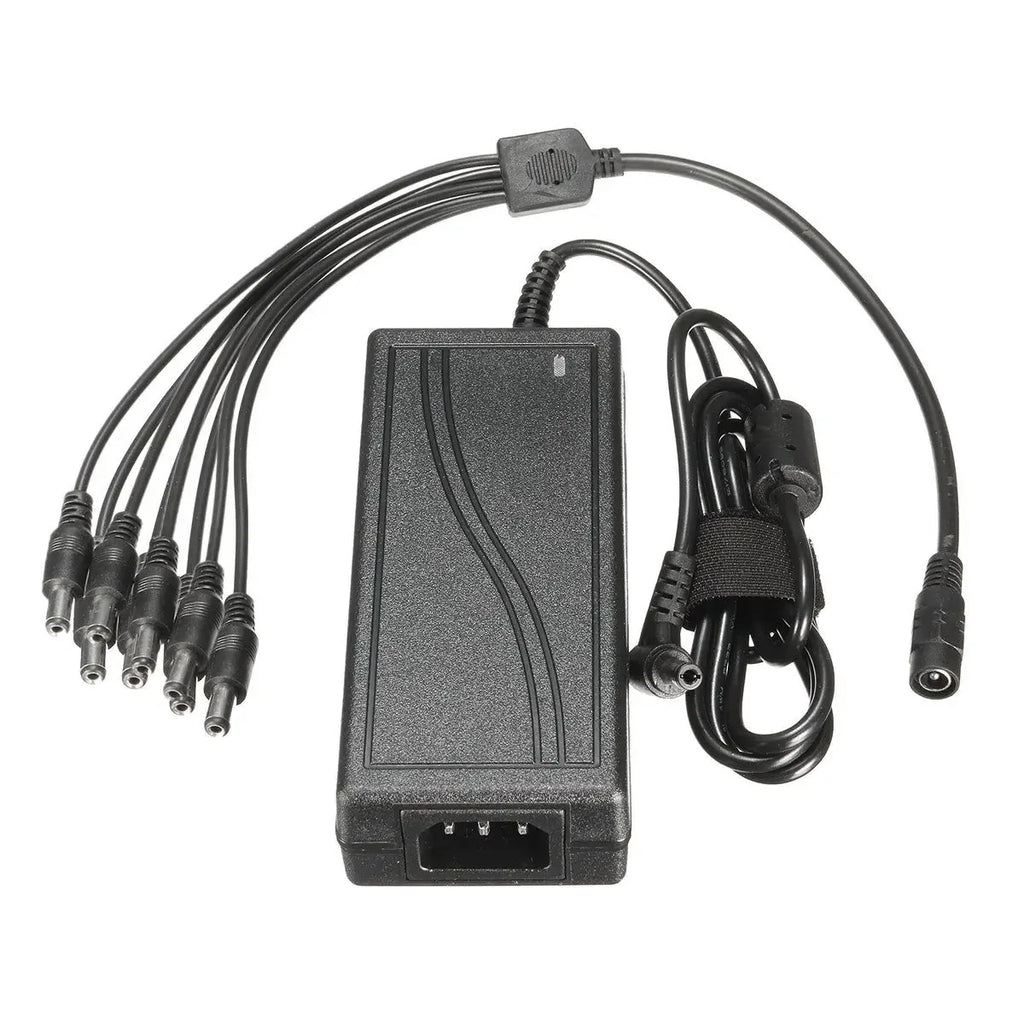 DC 12V 5A Monitor Power Adapter Power Supply + 8 Way Power Splitter Cable For Camera/Radios Surveillance CCTV Qme