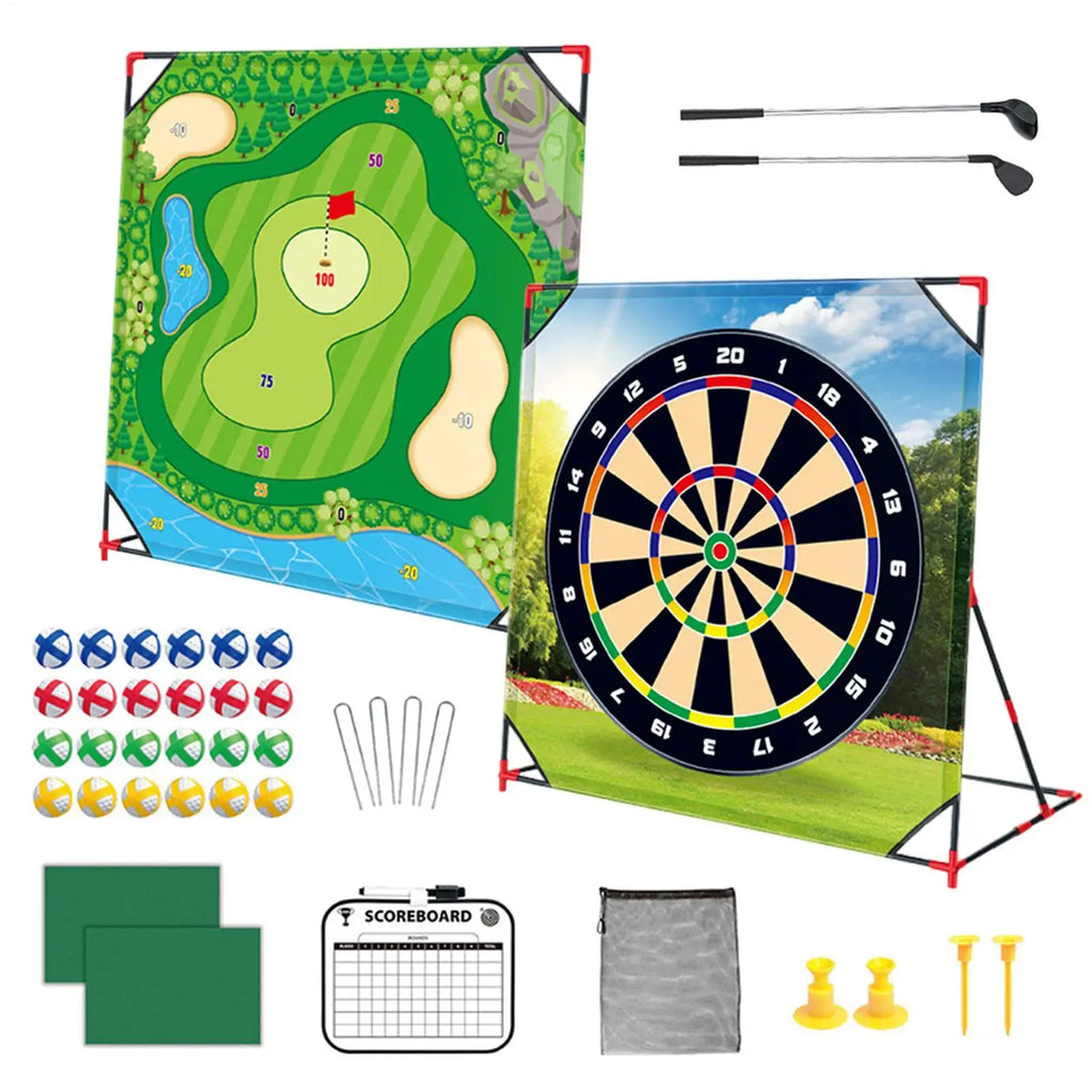 One Set Golf Battle Chipping Game Golf Hitting Mat Sports Activities Putting Practice Toy Swing Training Tool For Home Backyard Qme