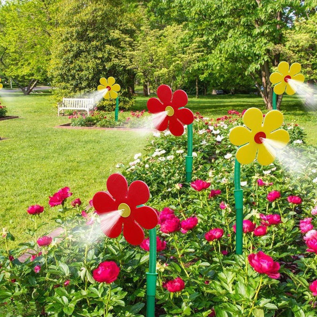 NEW Crazy Spin Sprinkler Flower Shape Dancing Daisy Sprinklers 360 Rotating Water Spray for Yard Lawn Watering Garden Decor Qme