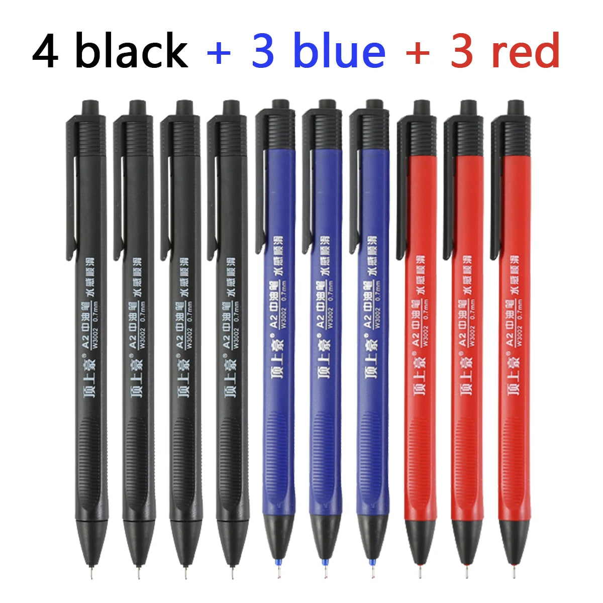 Retractable Ballpoint Pen Basics Black/Blue/Red Ballpoint Pens,Medium Point 0.7mm for Smooth Writing, 10-40 Pack Qme 4black 3blue 3red