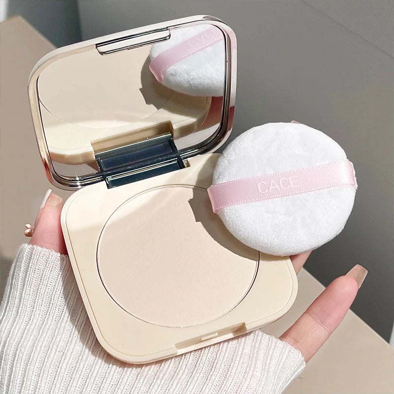 CACE Soft Face Setting Powder Cushion Compact Powder Oil-Control Matte Concealer Finish Smooth Makeup Powder Pressed Cosmetics Qme