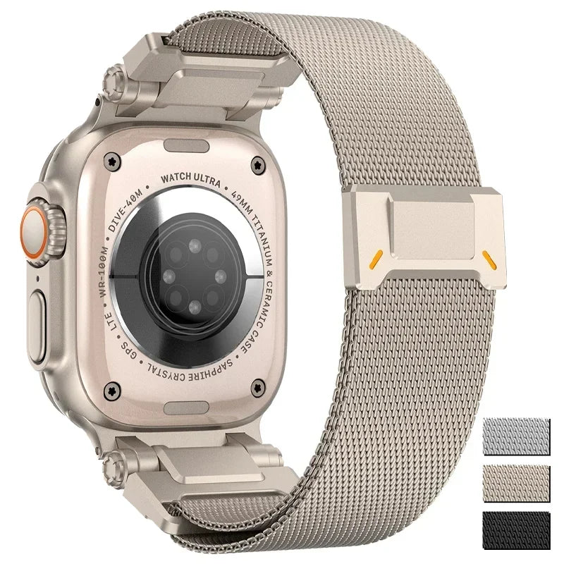 Milanese Titanium Color Band For Apple Watch Ultra 2/1 49mm Series 10 9 8 7 46mm 45mm Magnetic Loop Strap For iWatch 6 5 4 44mm Qme