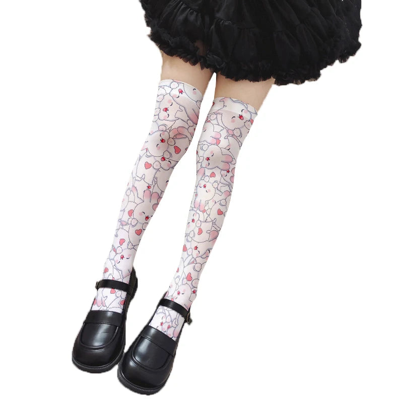 Girls Cute Bunny Stockings Cartoon Two-dimensional Female Universal Qme style2 One Size