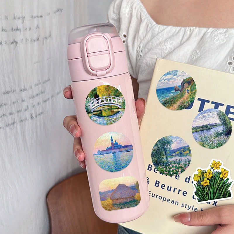 Oil Painting Landscape Stickers Waterproof Vinyl Decals Luggage Qme