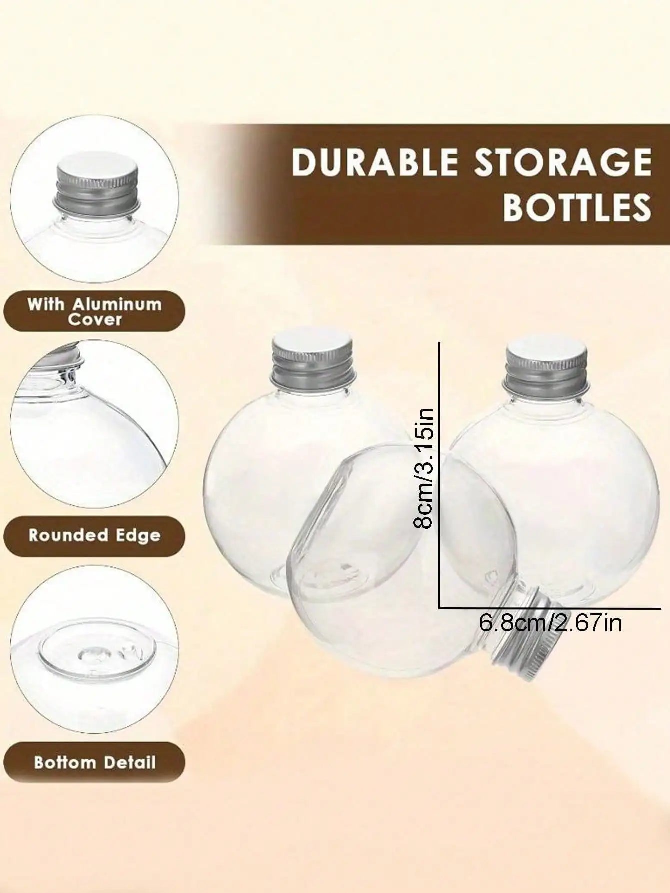 Mini Round Plastic Ball Bottles Lids Made Thickened Material Suitable Qme