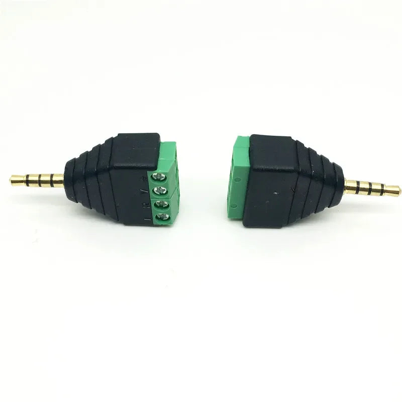 3.5mm 10pcs 1/8 Inch Stereo Male & Female Plug to AV Screw Video Balun Terminal Jack 3 pin Terminal Block Plug Connector Qme