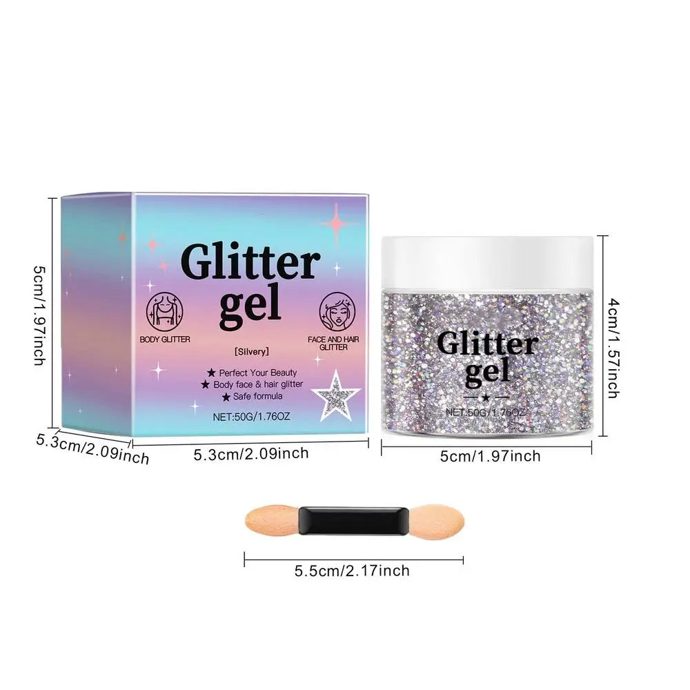 Eye Glitter Nail Hair Body Face Gel Natural Glitter Makeup Eye Glitter Face Body Lip Glitter Eyeshadow Polarizing Stage Makeup Qme Silver China Mainland
