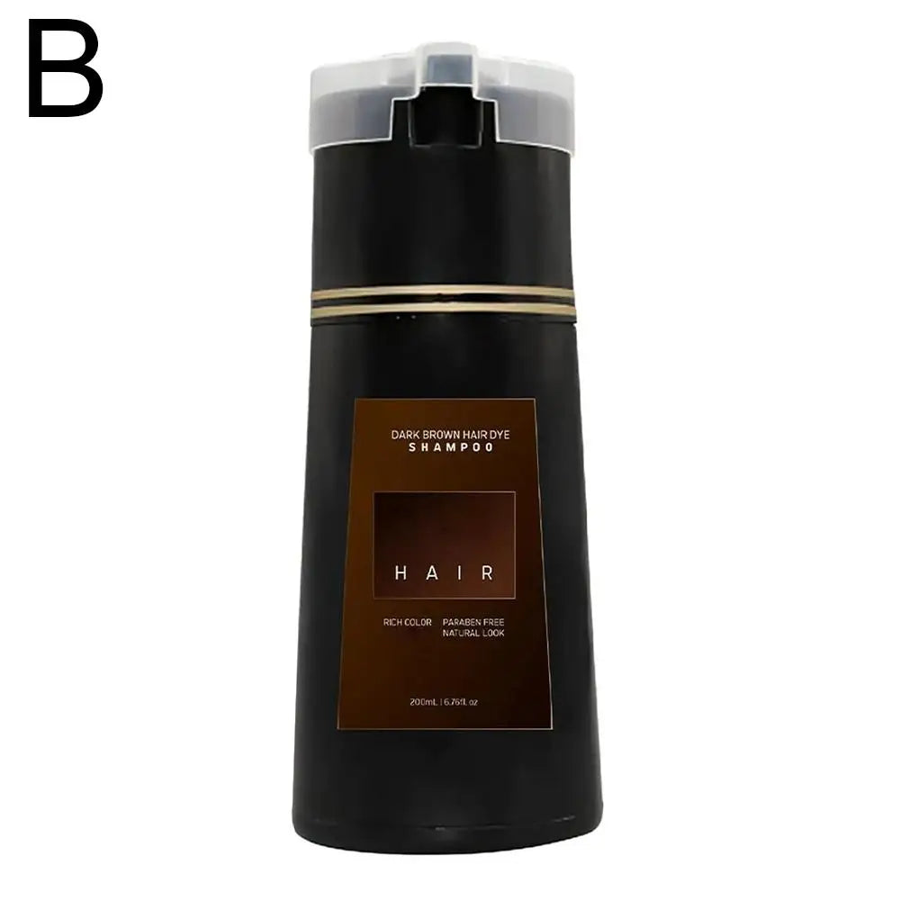 200ML Hair Coloring Shampoo Dye Shampoo For Covering Gray White Shampoo Black Brown Purple Hair Colouring Shampoo Hair Care Qme Dark brown CN