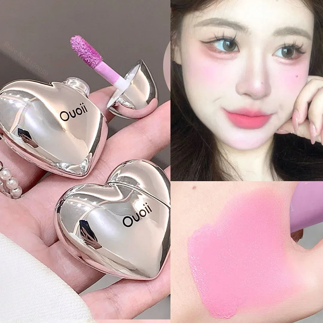 Lavender Matte Liquid Blush Velvet Heart Strawberry Peach Face Pigment Lasting Beauty Natural Cheek Tint Cream Blush Makeup Qme 03