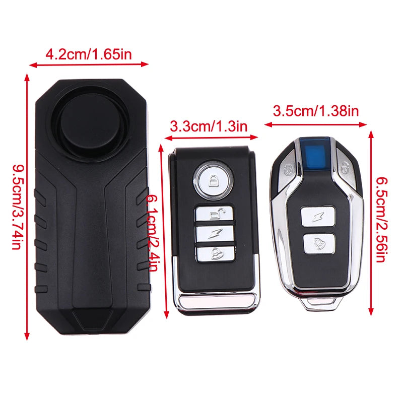 Bicycle Motorcycle Vibration Alarm Bike Remote Control Wireless Qme