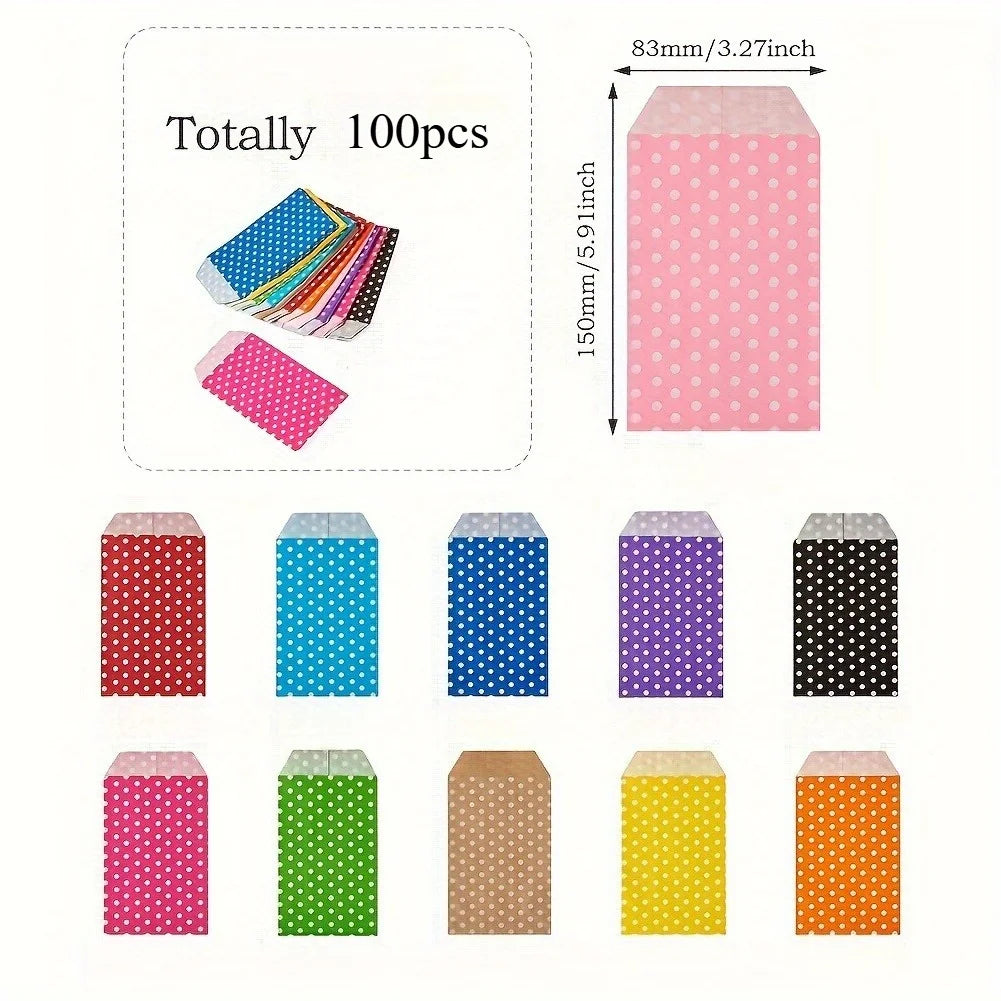 Paper bag, without handle, storage bag, white polka dot pattern, suitable for wedding parties and birthday gift bags. Qme Mixed Color Other