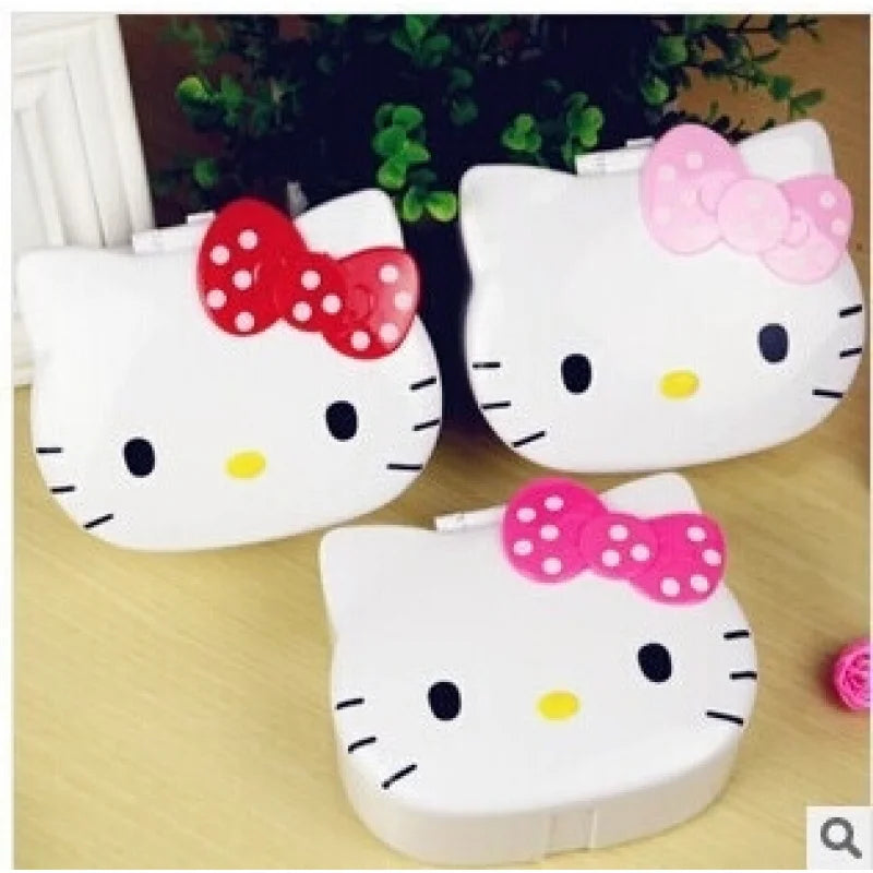Hello Kitty Storage Box New Cartoon-Themed Desktop Storage Box and Mirror Set, Makeup and Jewelry Box Qme