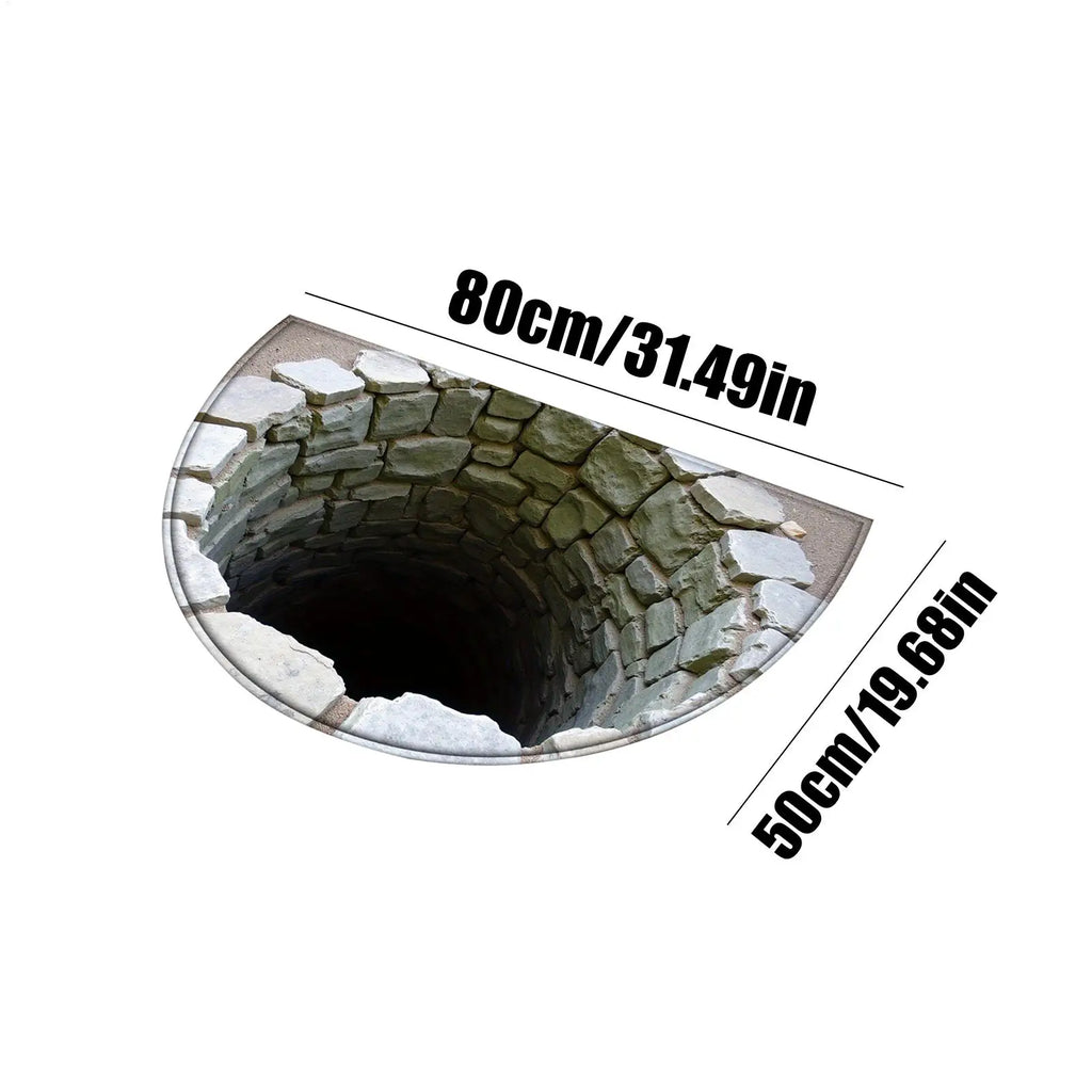3D Optical Illusion Rug Semi-circular Entrance Doormat Entryway Qme