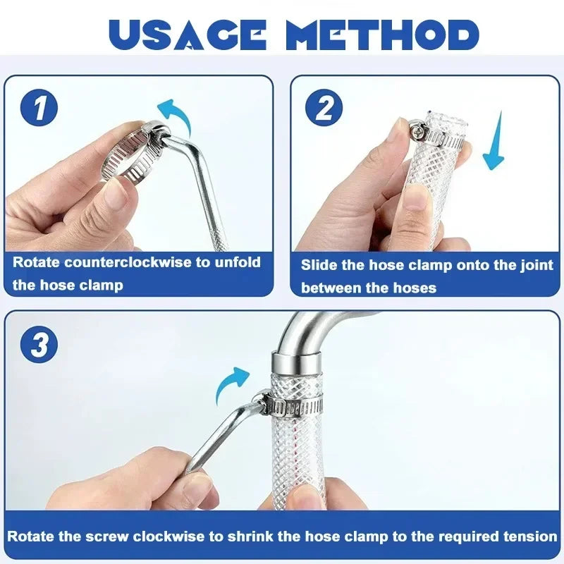 Stainless Steel Screw Band Hose Clamps Adjustable Car Fuel Tube Pipe Clamp Worm Gear Plier Tools Faucet Water Pipes Fasteners Qme