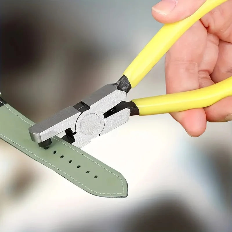 Manual Leather Punch Tool - with ergonomic yellow handle - Belt Punch Qme