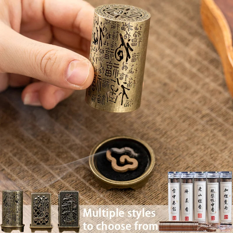 Vertical Incense Burners Alloy Hollow Incense Holder Stickless Powder Lasting Fragrance Incense Accessories Home Fragrance Decor Qme