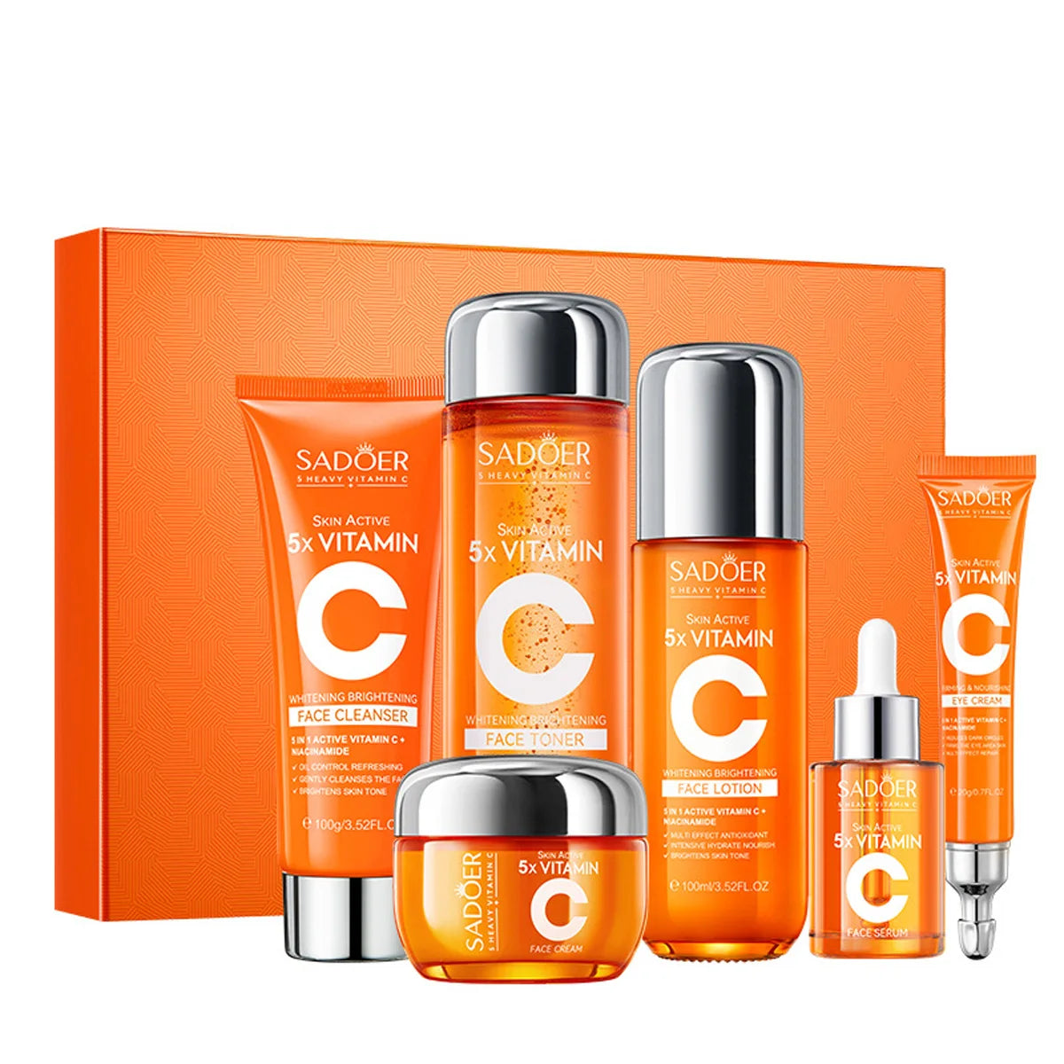 Vitamin C Skincare 6-Piece Whitening Brightening Moisturizing Firming Qme