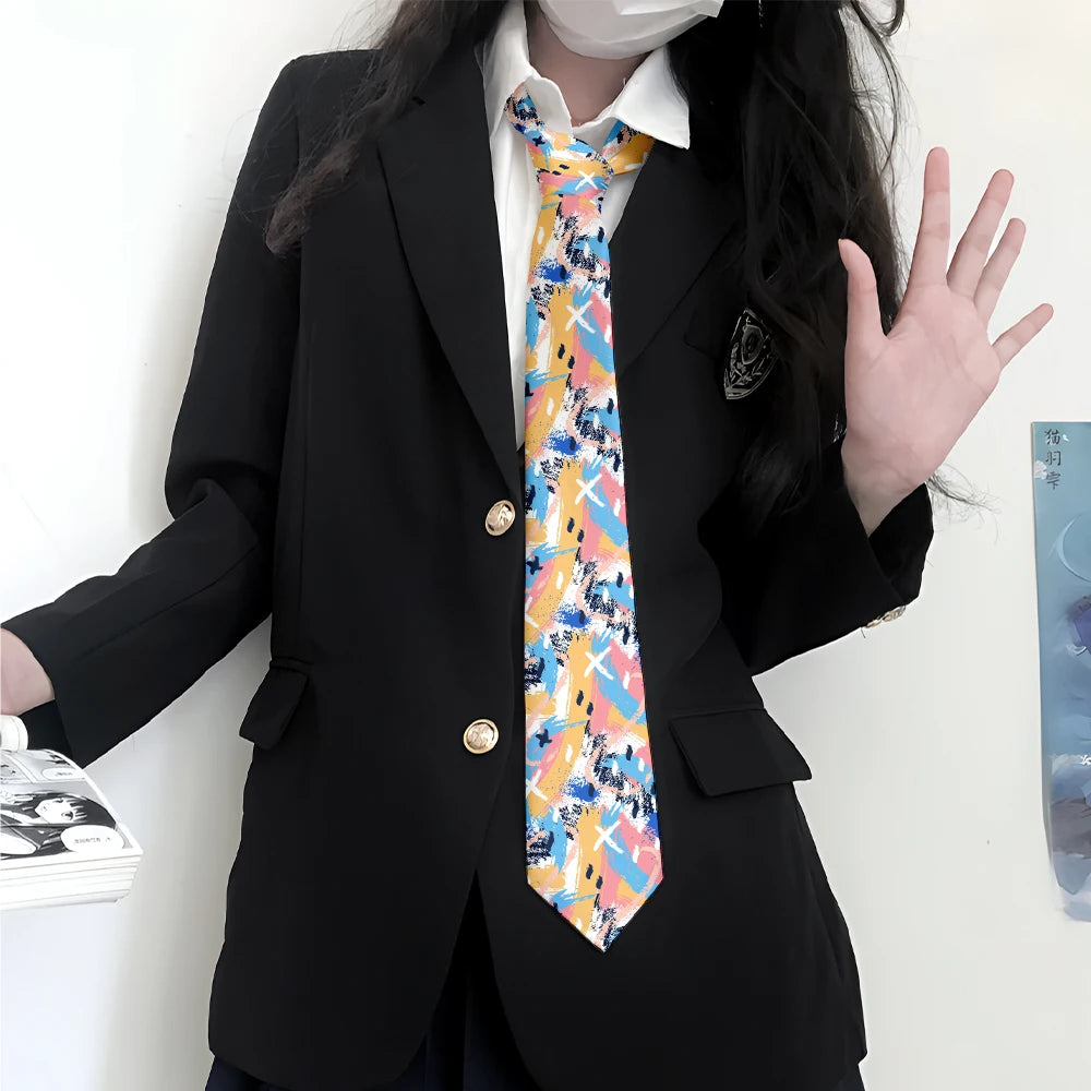 Funny Graffiti Printing Men's Tie Fashion Casual Street Novelty Qme