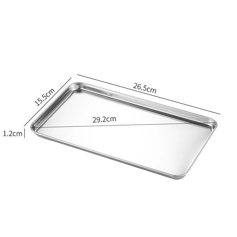 Metal Food Serving Plate Rectangle Stainless Steel Tray Home Dishes Qme M