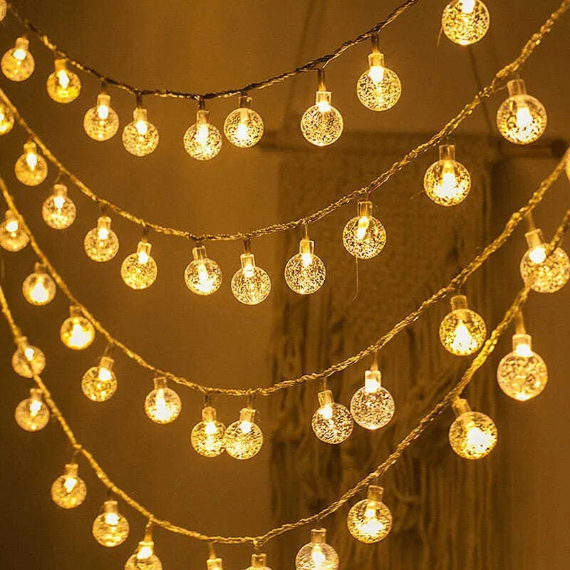 3M LED Light Crystal Ball Outdoor Garden Camping Light String 20 LED Lights Waterproof Garland Light Ramadan Decorations Qme