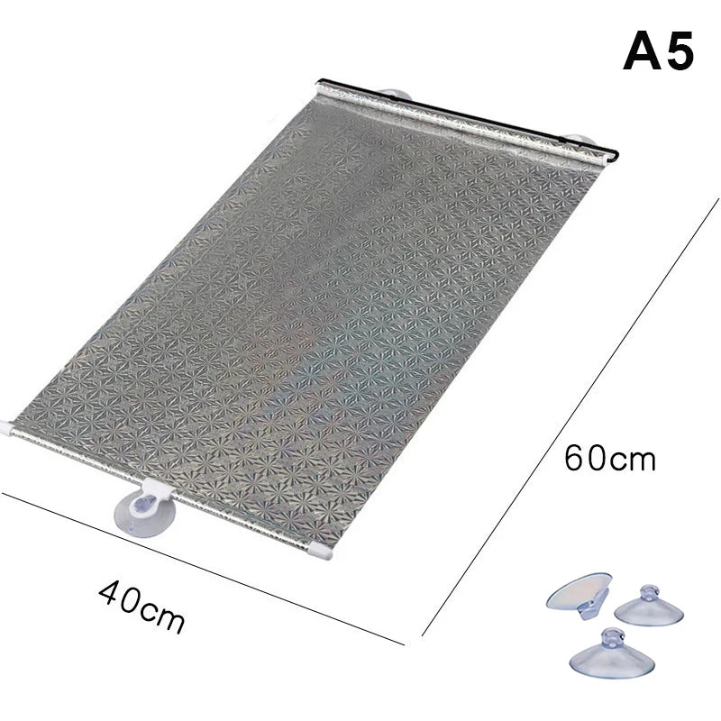 Portable Retractable Roller Shade With Suction Cups Sun Protection And Heat Insulation Perfect For Home Windows And Car Use Qme A5