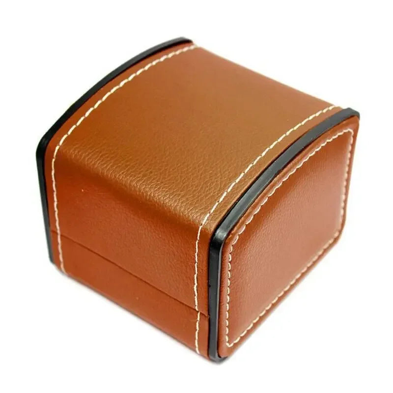 Lnofxas Black Single Watch Gift Box with Pillow PU Leather Wristwatch Display Case Organizer for Men Qme 194Brown