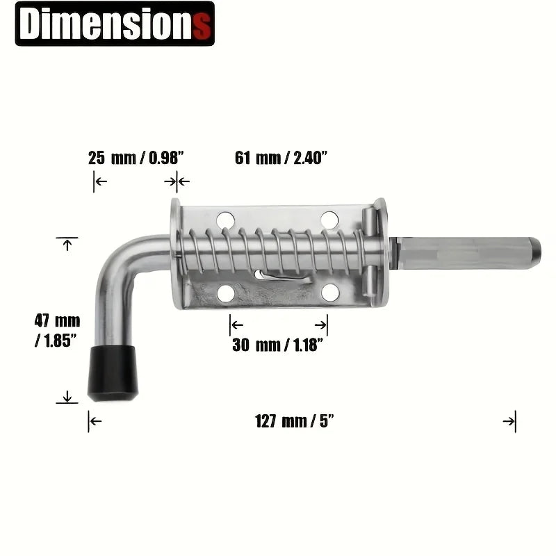 2PCS 304 Stainless Steel Spring Latch - Polished, Multi-directional Cabinets and Door Hinges with Secure Locking Mechanism Qme