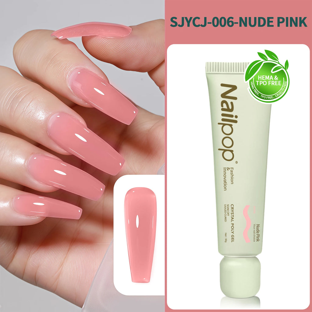 Nailpop Crystal Poly Nail Gel 6 Colors Builder Nails Extension Quick Qme SJYCJ-001-N Pink