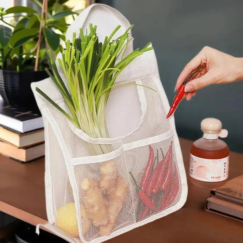 Portable Hanging Mesh Storage Bag Multi-purpose Breathable Kitchen Qme