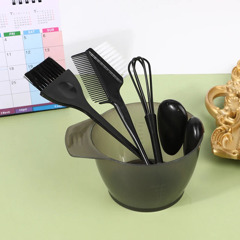 Hair Dye Brush Bowl Ear Caps Mixing Rod Tint Dying Coloring Qme