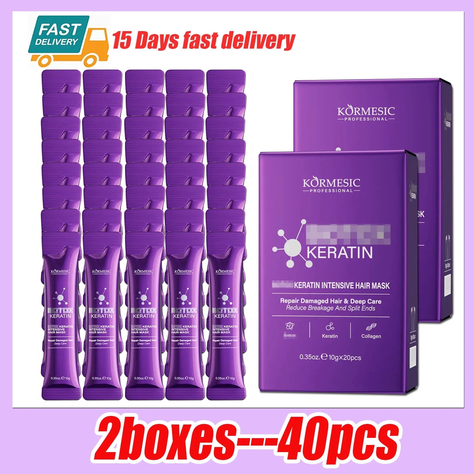 Keratin Hair Mask Magical 5 Second Repair Damage Frizzy Soft Smooth Shiny Hair Deep Moisturize Hair Treat Repair Hair Care Mask Qme 2-boxes