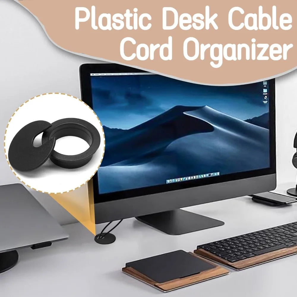 Plastic Wire Hole Cover 1.5/2/2.5 Inch Table Outlet Cable Passing Threading Box Cover Round Office Furniture Desk Organizer Qme