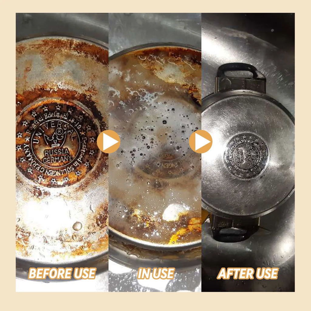 All-Purpose Kitchen Cleaner Powder - Powerful Oil Stain & Rust Remover - Heavy-Duty Metal Polish for Cookware And Kitchen Tools Qme
