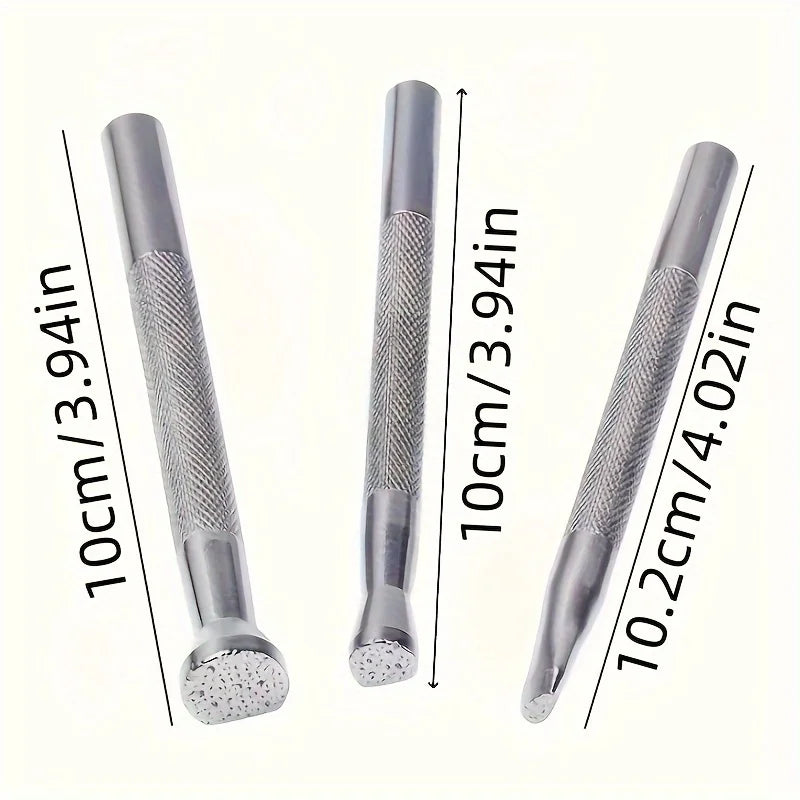 3Pcs Leather Stamping Tools Set Stainless Steel Leather Carving Stamps for DIY Leathercraft Background Texture Qme