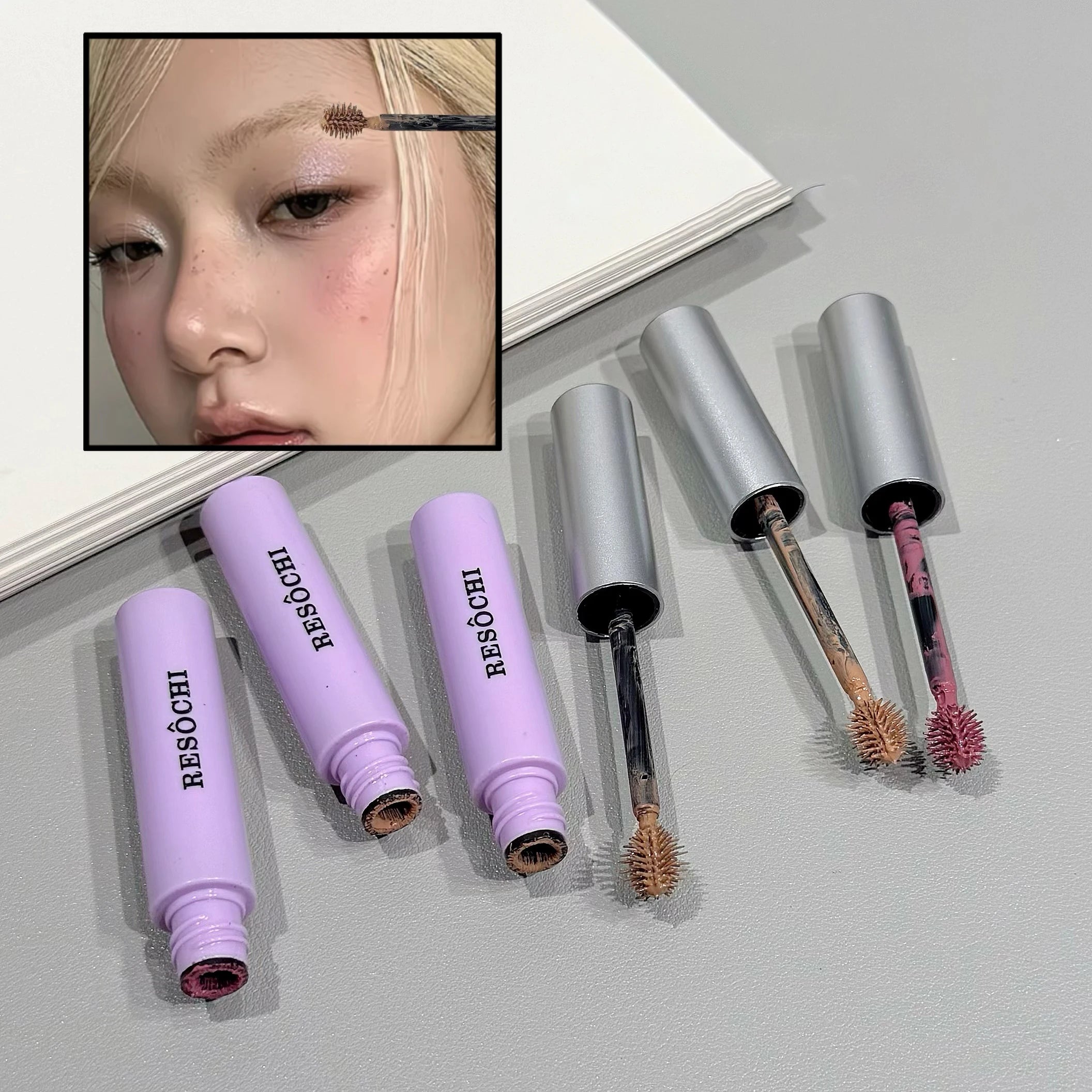 Low-saturation Purple Brown Eyebrow Tint Mascara Non-Smudge Natural 3D Waterproof Quick-Drying Eyebrow Dyeing Cream Cosmetics Qme