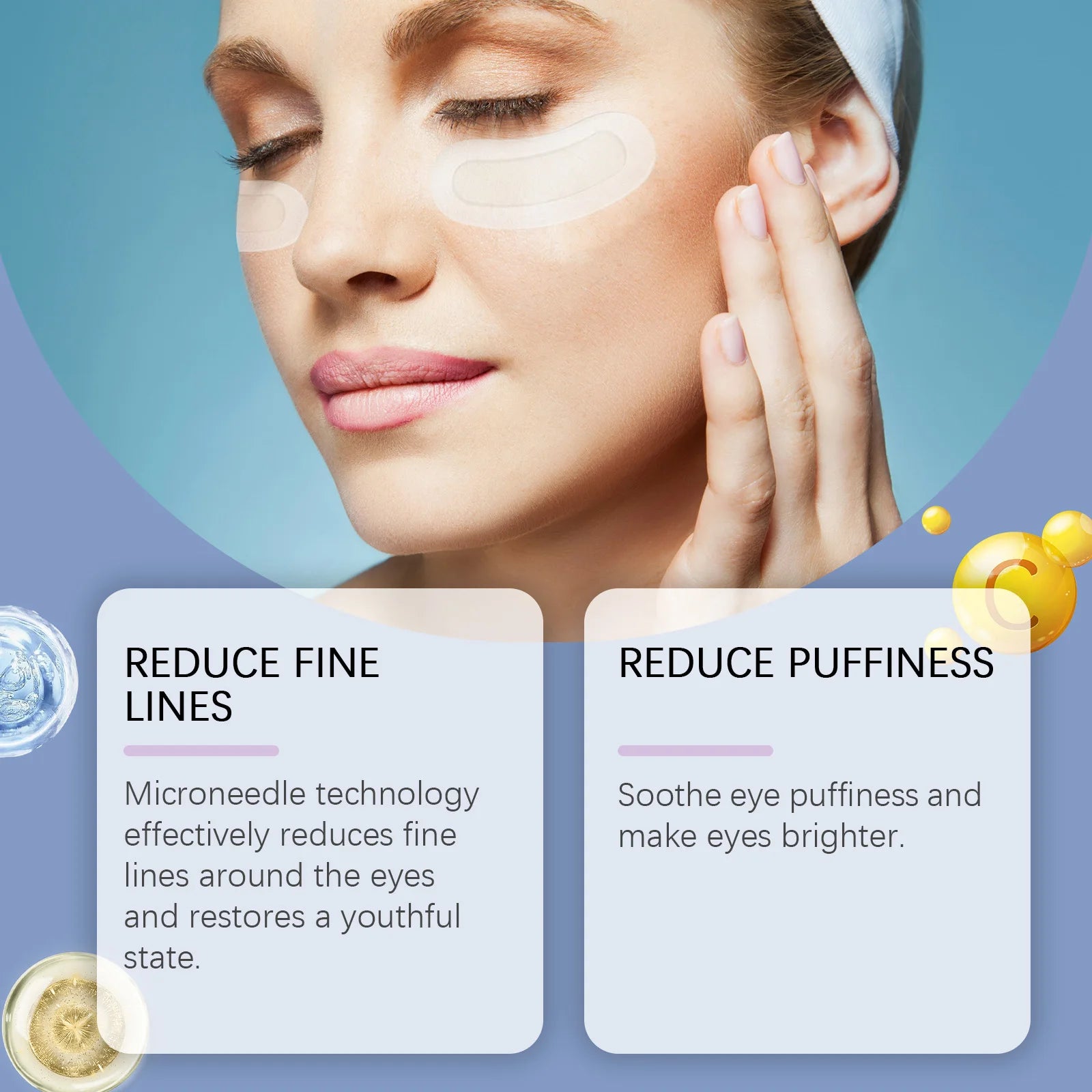 0.25mm Hyaluronic Acid Microneedle Patches Reduce Dark Circles Improve Eye Bags Puffiness Hydrating Anti-Aging Eye Care Qme