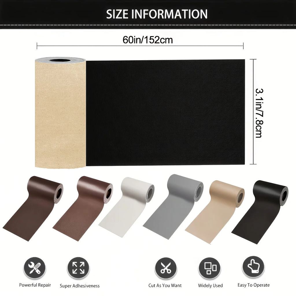 Leather Repair Tape, Multi-Color Available, Self-Adhesive Leather Patch for Furniture, Car Seats, Office Chairs, and Repair Kits Qme