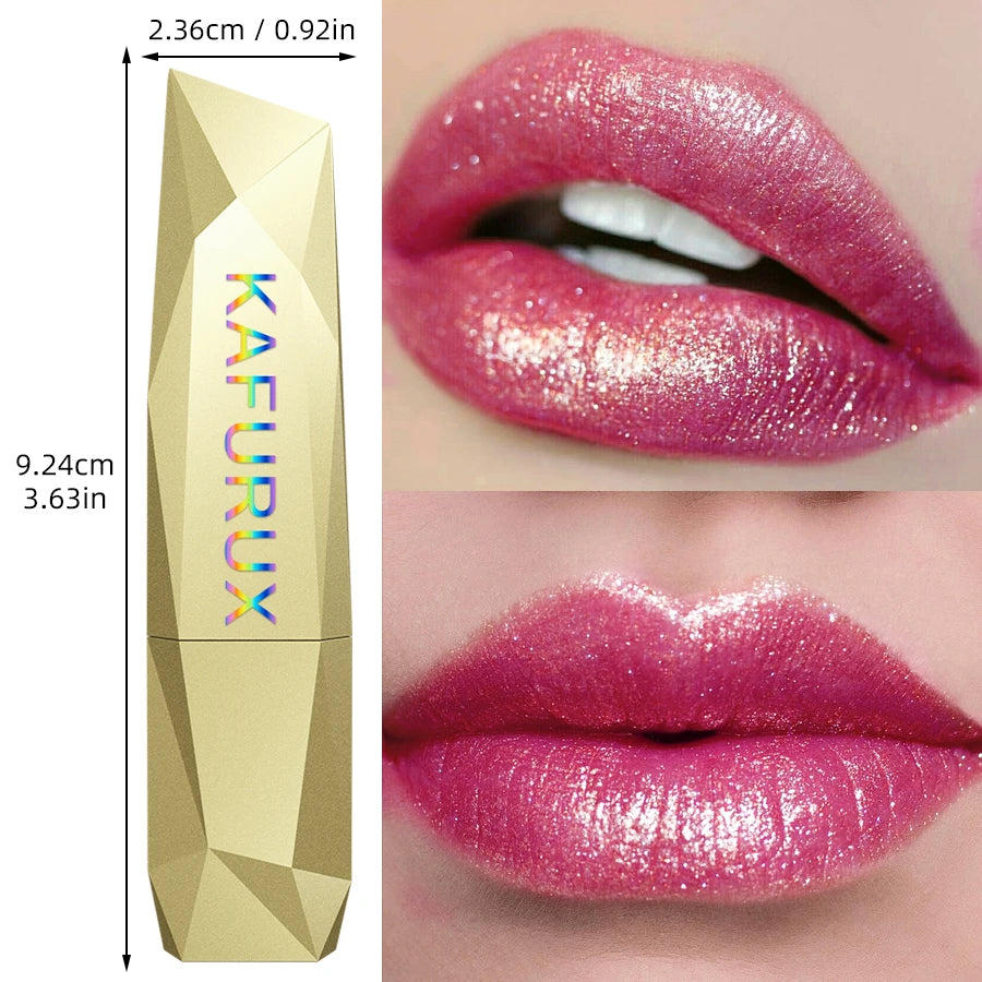 Bold Intense Glitter Shiny Metallic Lipstick Pearlescent Lip Tint Qme