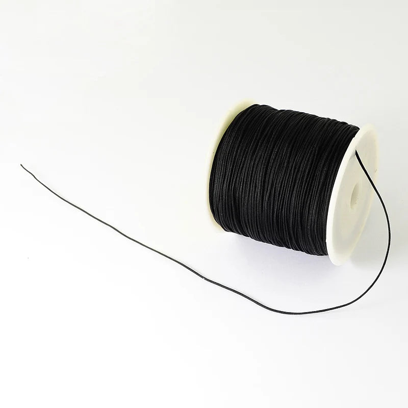 PandaHall about 150yards/rollBraided Nylon Thread Chinese Knotting Cord Beading Cord for Beading Jewelry Making Colorful 0.5mm Qme Black 0.8mm