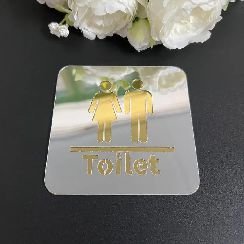 3.94-inch Acrylic Toilet Sign For Men And Women, Bathroom Identification, Round And Square Toilet Mirror Decals For Home Decor. Qme A2