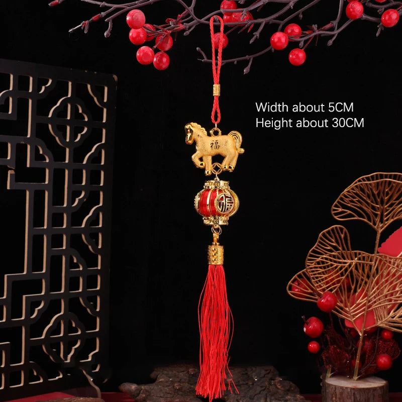 1/10Pcs 2026 Year Of The Horse Wall Hanging Car Ornament Chinese New Year 3D Horse Lantern Red Gold Pendant Lucky Decor Gifts Qme A1