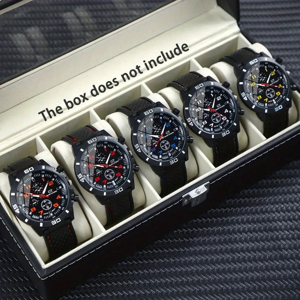 5 pieces of men's quartz watch set, perfect as a Christmas gift Qme 1