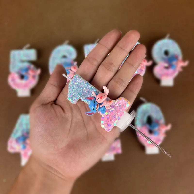 Stitch and Lilo Couple-Themed Number Candles Creative “Hugging” Candles for Birthday Cakes Festive Candles Qme
